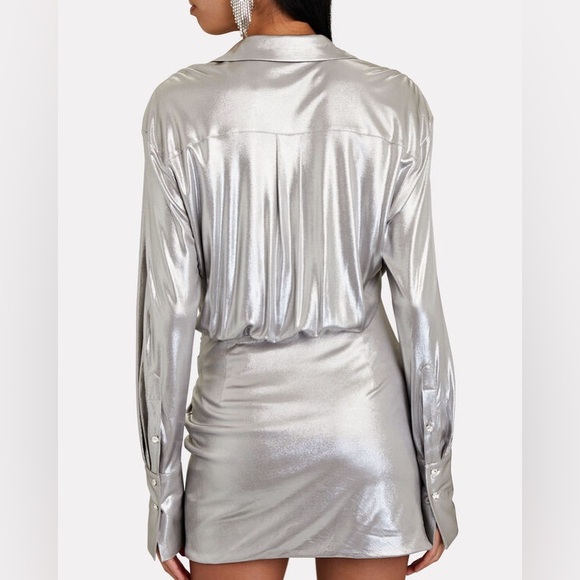 GAUGE81 NAHA LIQUID METALLIC PLUNGE MINI SHIRTDRESS - Picture 4 of 4